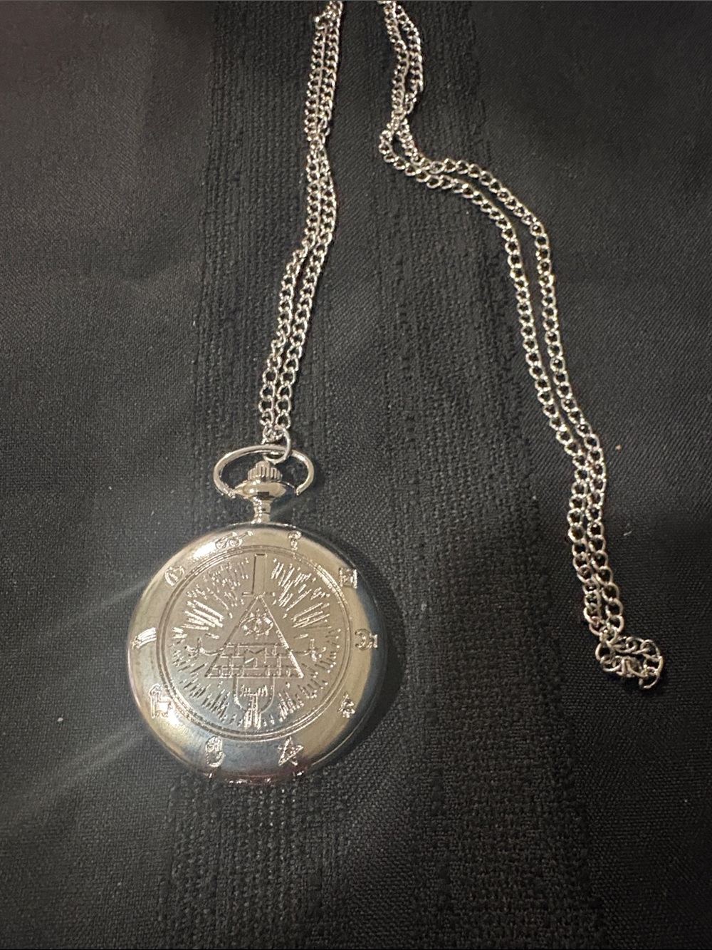 Silver-tone Pocket Watch Necklace for Men